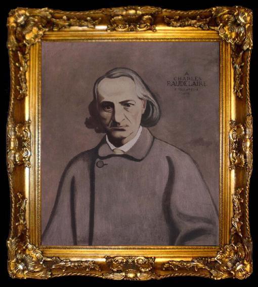 framed  Felix Vallotton Portrait decoratif of Charles Baudelaire, ta009-2
